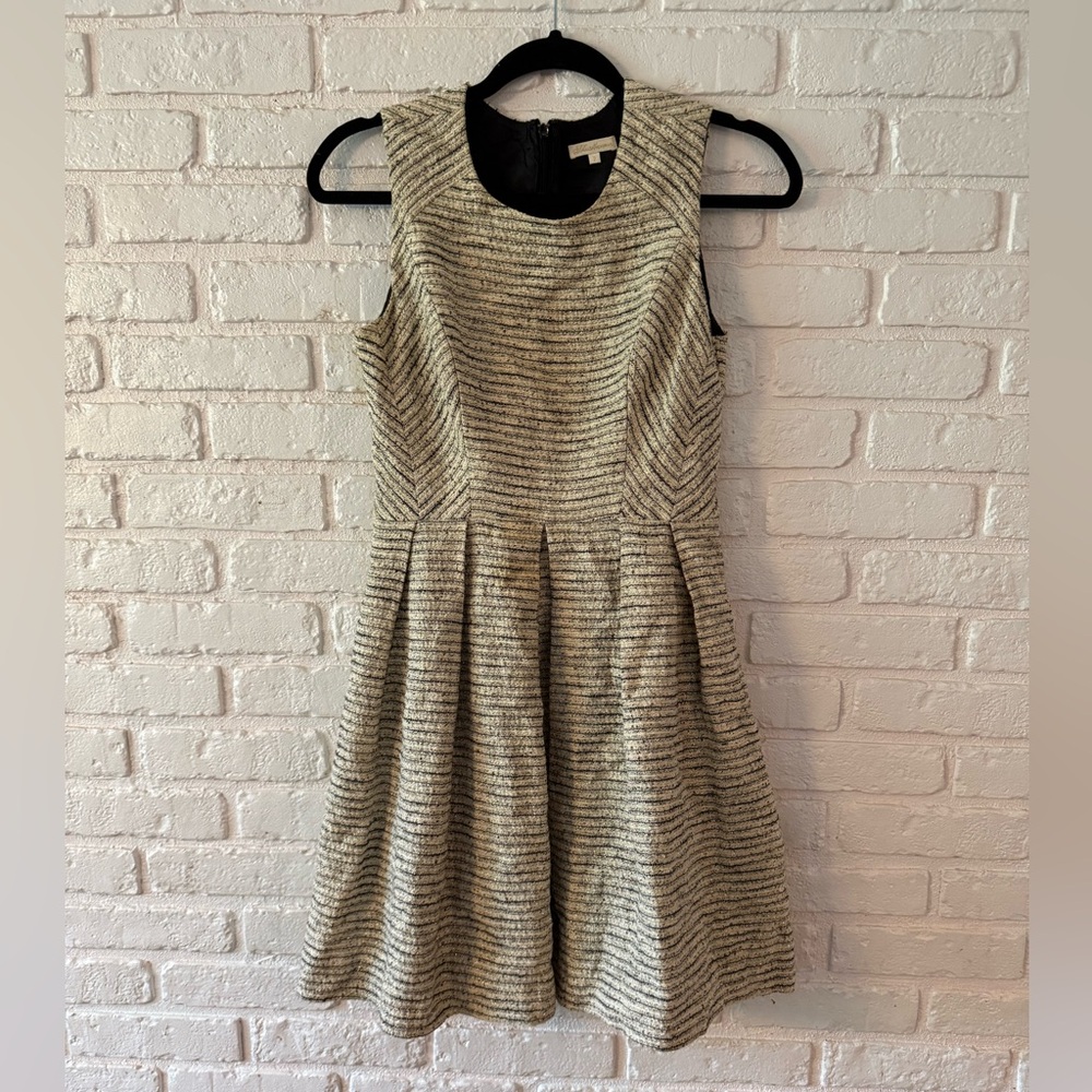 Shoshanna Gold and Silver Pleated Mini Dress